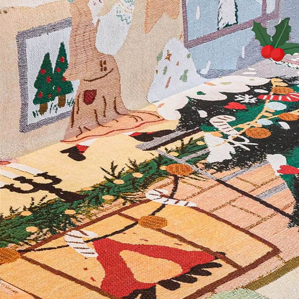 Housse de canapé décorative en tricot jacquard doux sur le thème de Noël