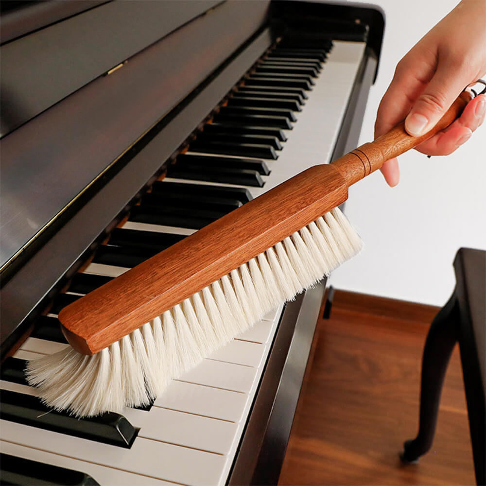 Brosse de nettoyage multifonction à poils de laine et manche en bois de santal