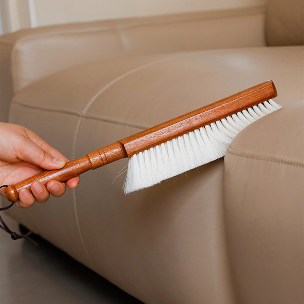 Brosse de nettoyage multifonction à poils de laine et manche en bois de santal