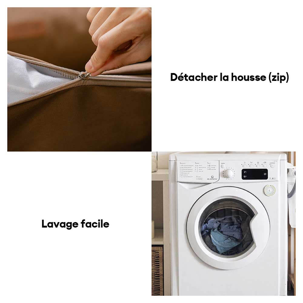 Lit de canapé pliable rayé naturel lavable pour chien - Lounger Mocca