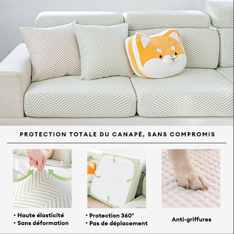 Housse de canapé d'angle en soie glacée extensible pour protection complète du sofa
