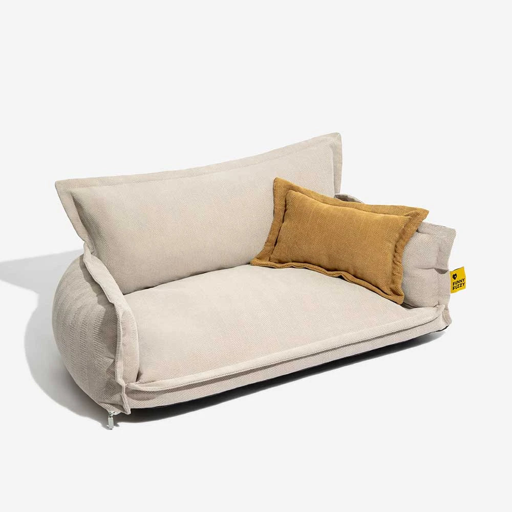 Lit orthopédique pour chien à deux couches en chenille amovible et mousse avec coussin toutes saisons