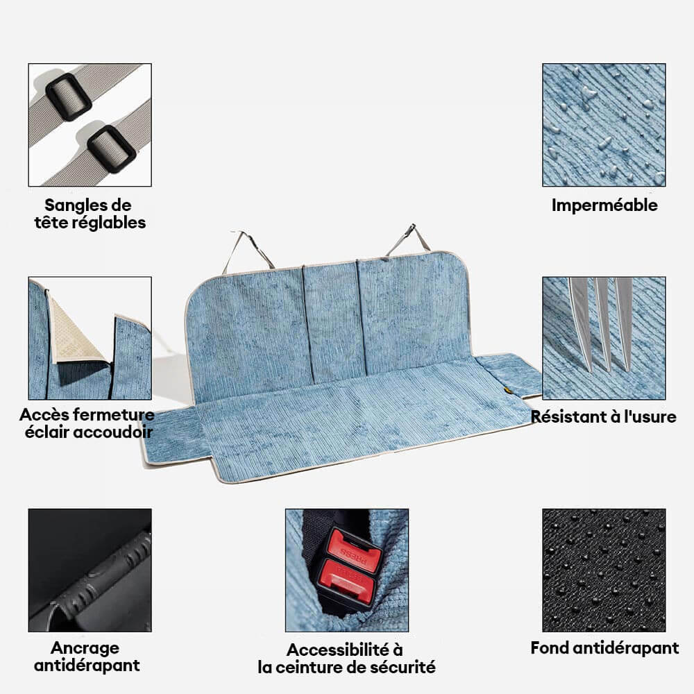 Housse de protection siège auto pour animaux chenille rayée imperméable - Road Safer
