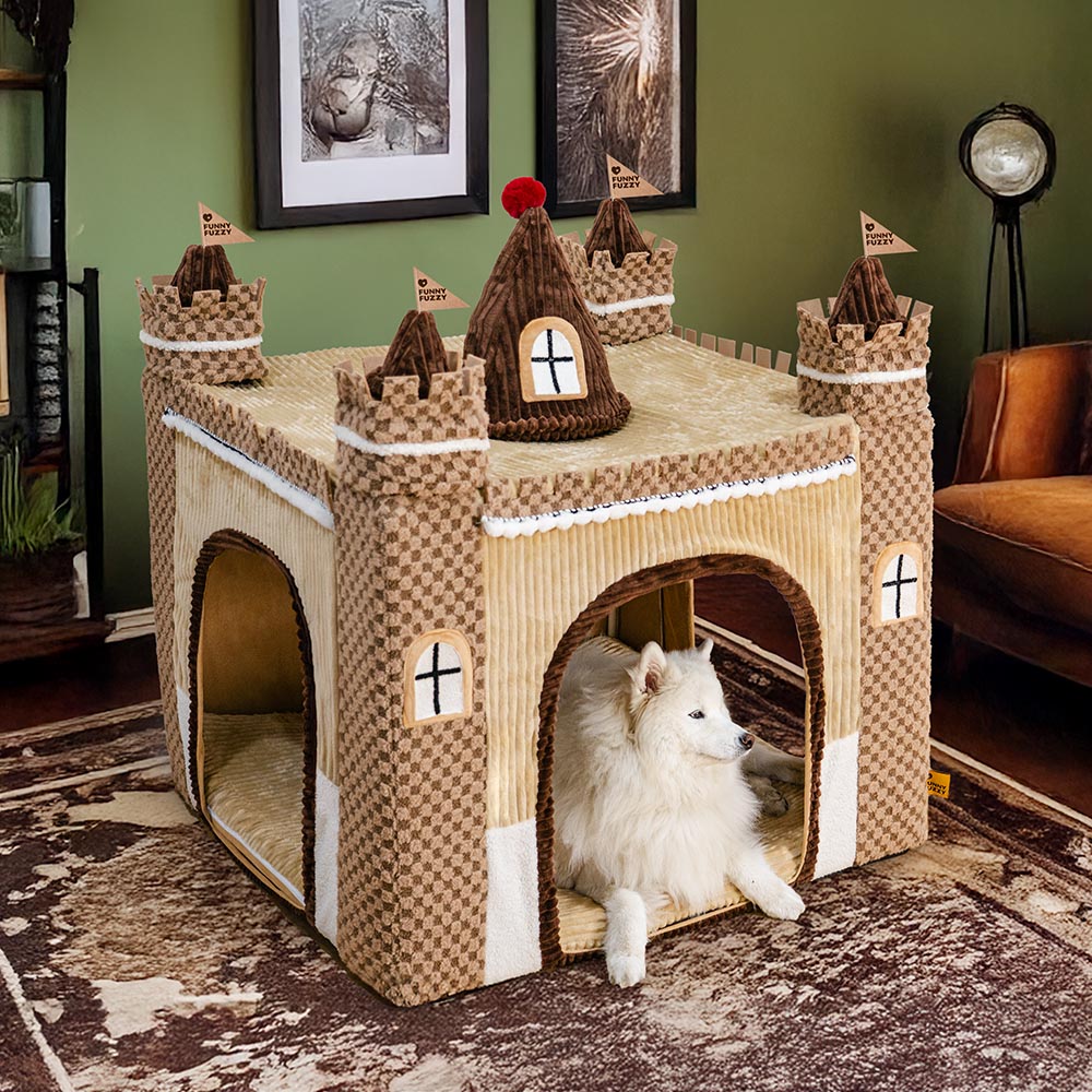 Lit tente orthopédique douillet pour chien style château de jeu intérieur pour enfants - Fairytale Dreamland