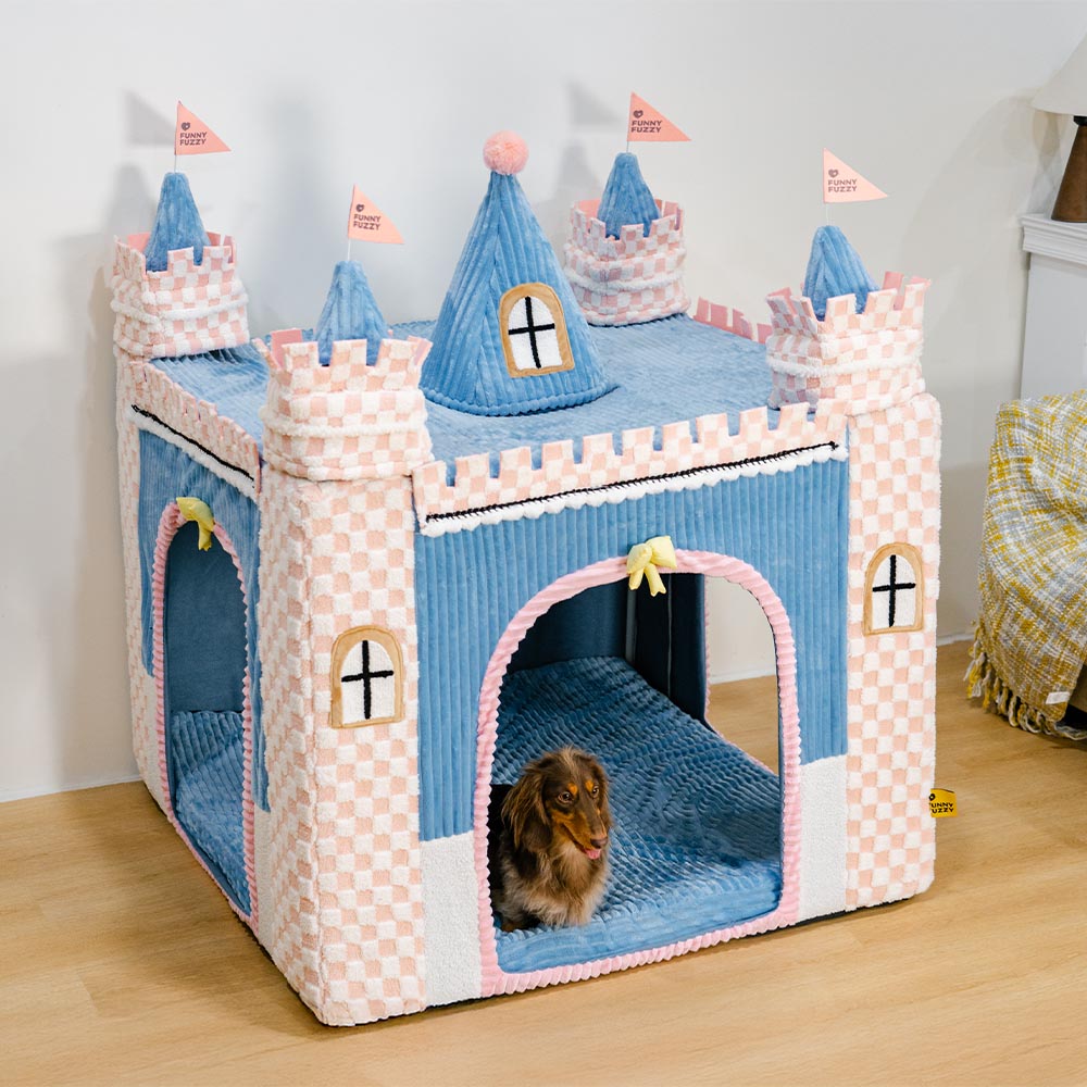 Lit tente orthopédique douillet pour chien style château de jeu intérieur pour enfants - Fairytale Dreamland