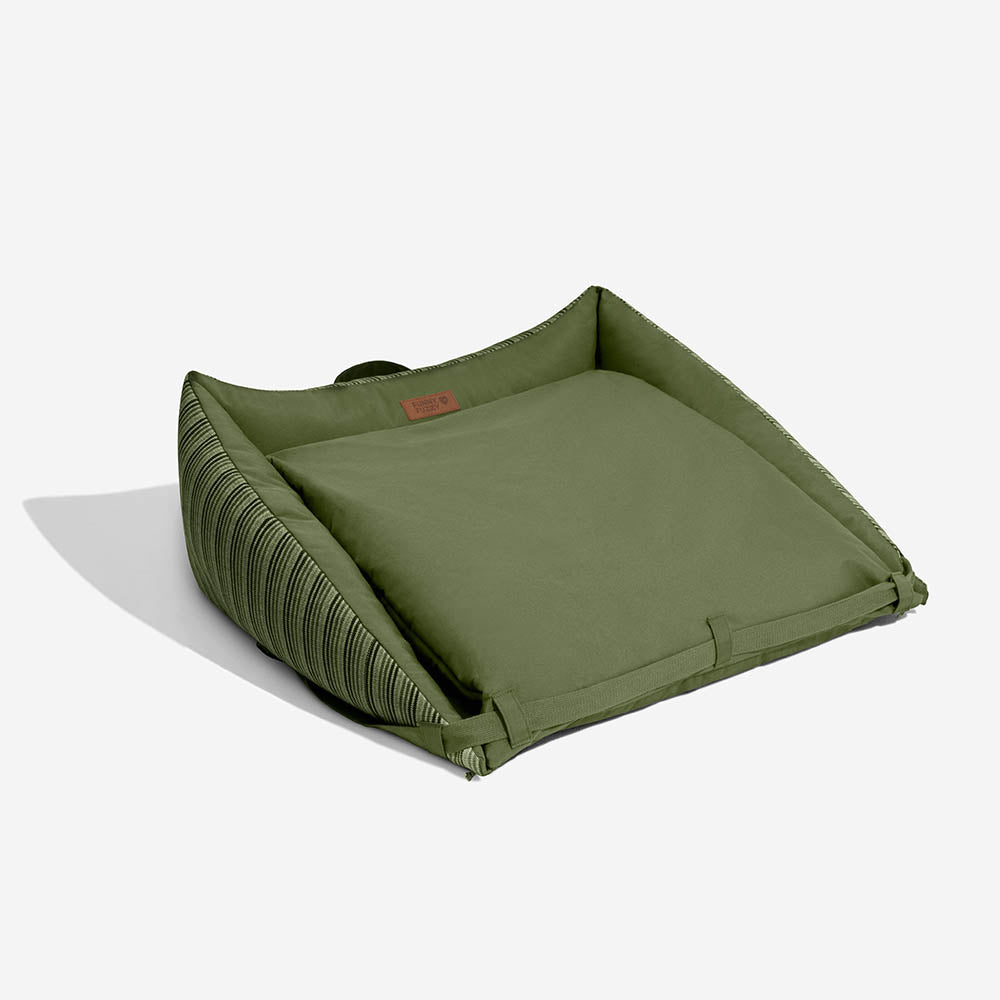 Lit de canapé pliable rayé naturel lavable pour chien - Lounger Mocca