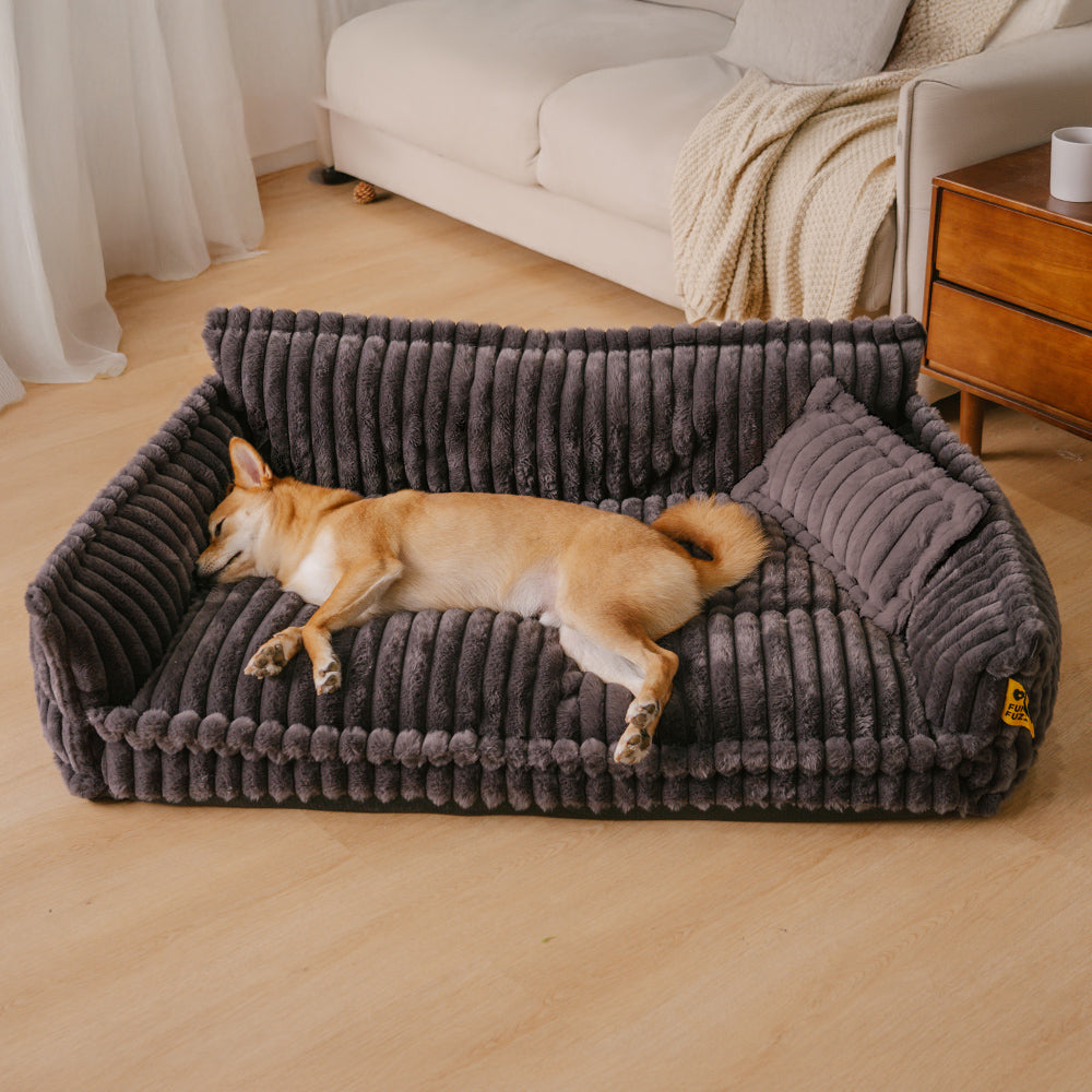Couverture de lit - Grand oreiller orthopédique lavable et moelleux pour chien