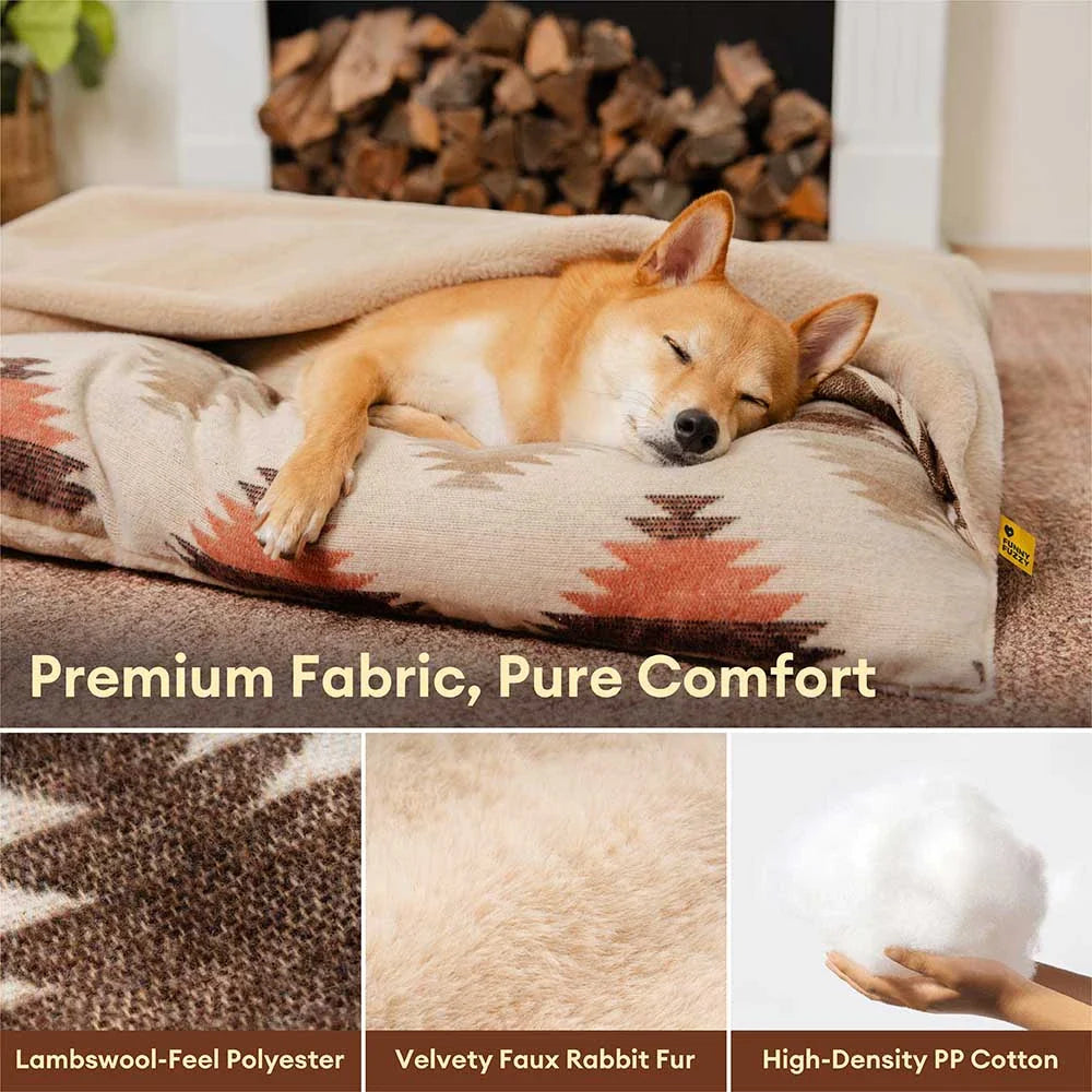 Lit apaisant réversible pour chien style bohème toutes saisons - HugSack