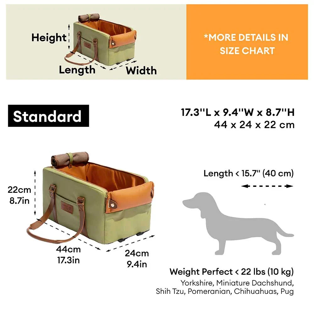 Siège auto console centrale pour animaux en similicuir avec fonction transporteur - Urban Voyager