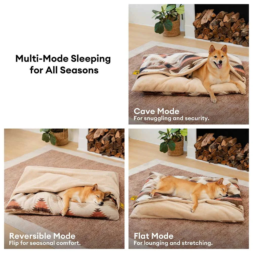 Lit apaisant réversible pour chien style bohème toutes saisons - HugSack
