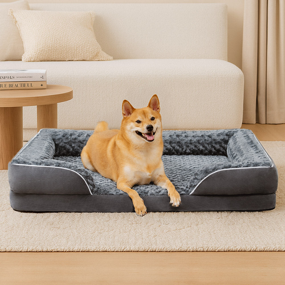 Lit orthopédique pour chien détachable déperlant avec soutien intégral