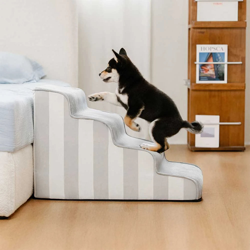 Escalier pour animaux antidérapant en éponge à rayures amovible - SafeStep