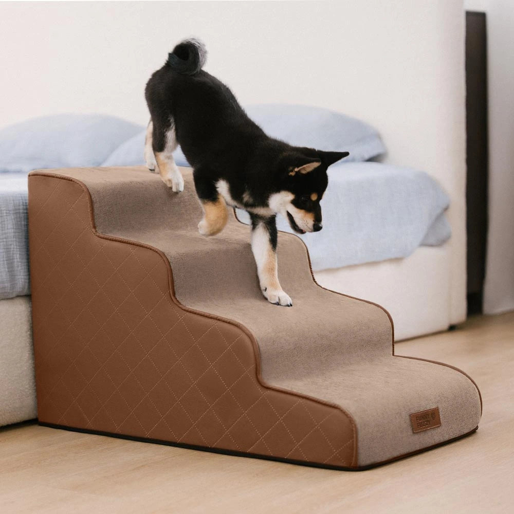 Escaliers pour animaux en mousse haute densité en simili cuir - LuxeStep
