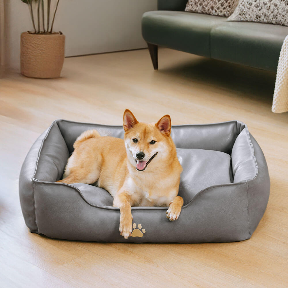 Lit pour chien en simili cuir luxueux imperméable et amovible