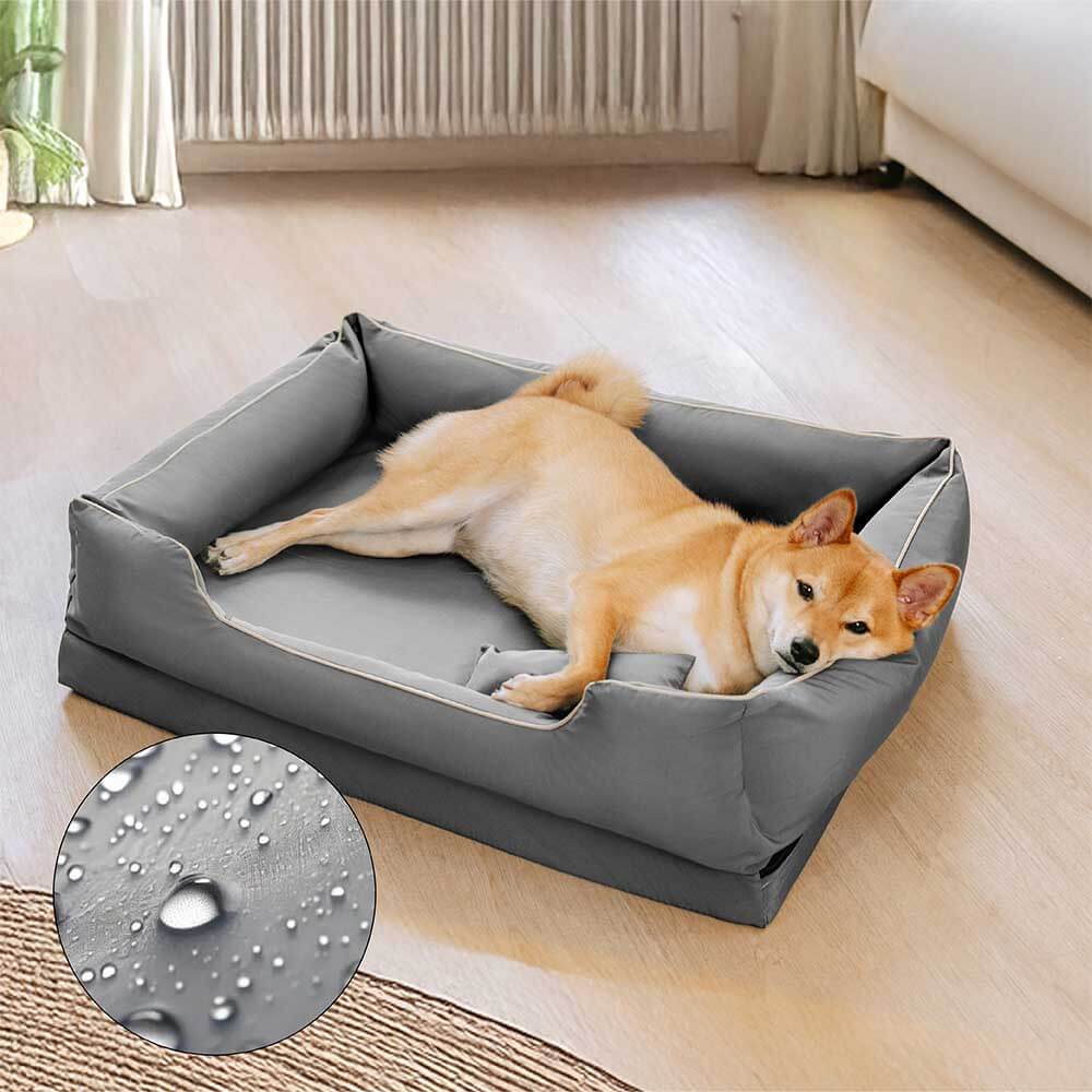 Lit pour chien style nordique imperméable anti-rayures lavable avec coussin