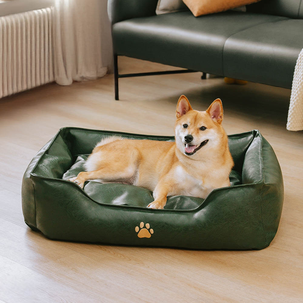 Lit pour chien en simili cuir luxueux imperméable et amovible