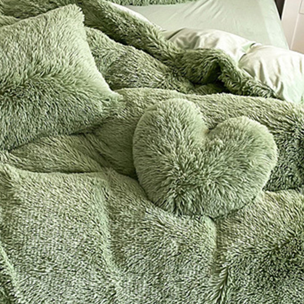 Parure de couette en peluche longue et épaisse chaude romantique et luxueuse