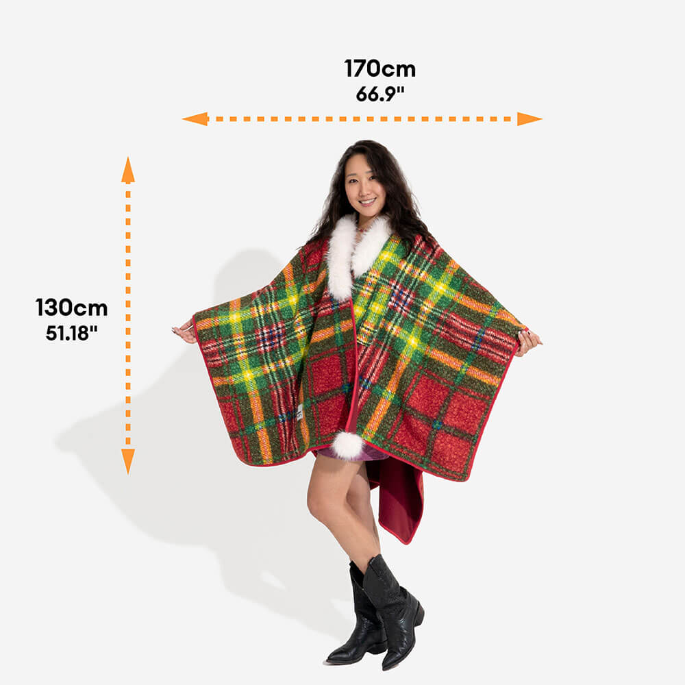Poncho chaud à carreaux classique pour homme et chien - Compagnons festifs