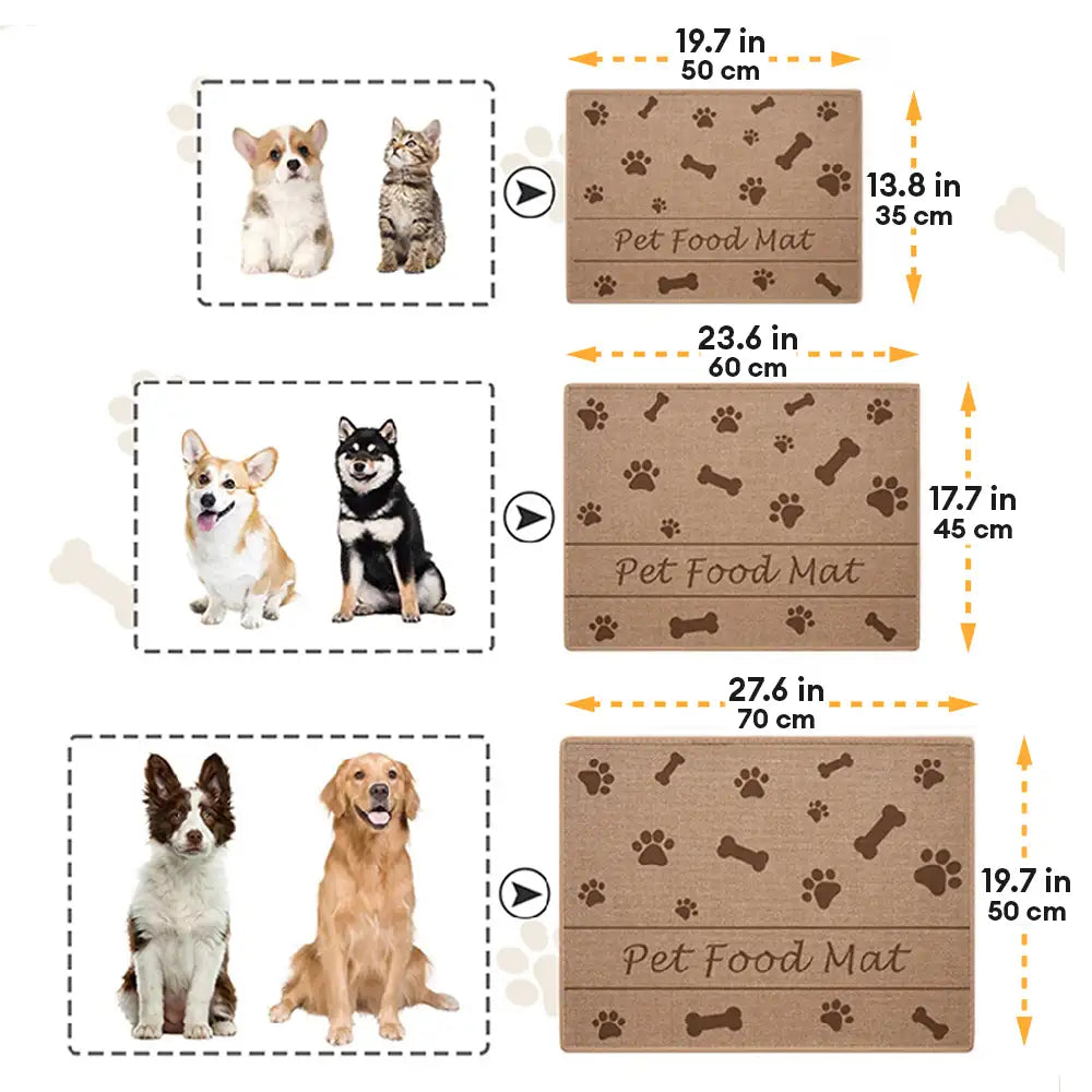 Tapis de nourrissage pour animaux antidérapant et absorbant motif pattes et os pour chien et chat