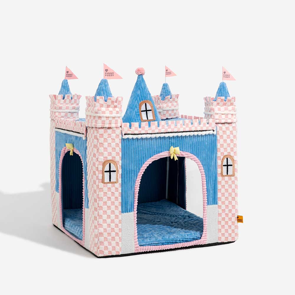 Lit tente orthopédique douillet pour chien style château de jeu intérieur pour enfants - Fairytale Dreamland