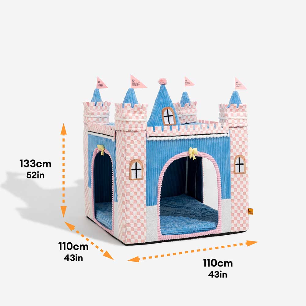 Lit tente orthopédique douillet pour chien style château de jeu intérieur pour enfants - Fairytale Dreamland