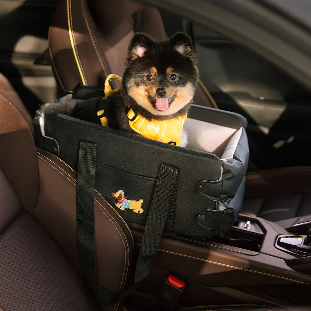 Siège auto pour animaux en similicuir imperméable console centrale portable pour voyages
