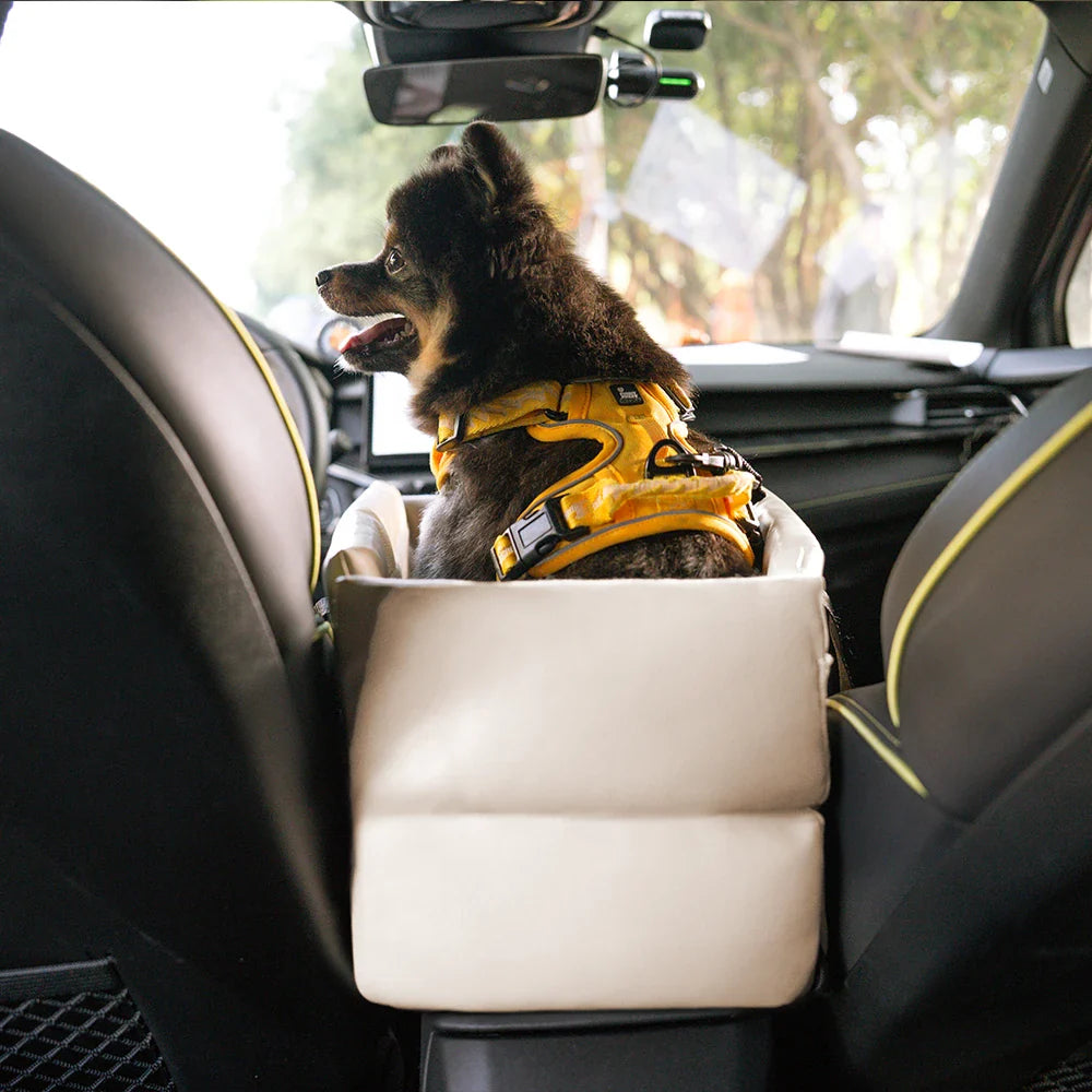 Siège auto pour animaux en similicuir imperméable console centrale portable pour voyages