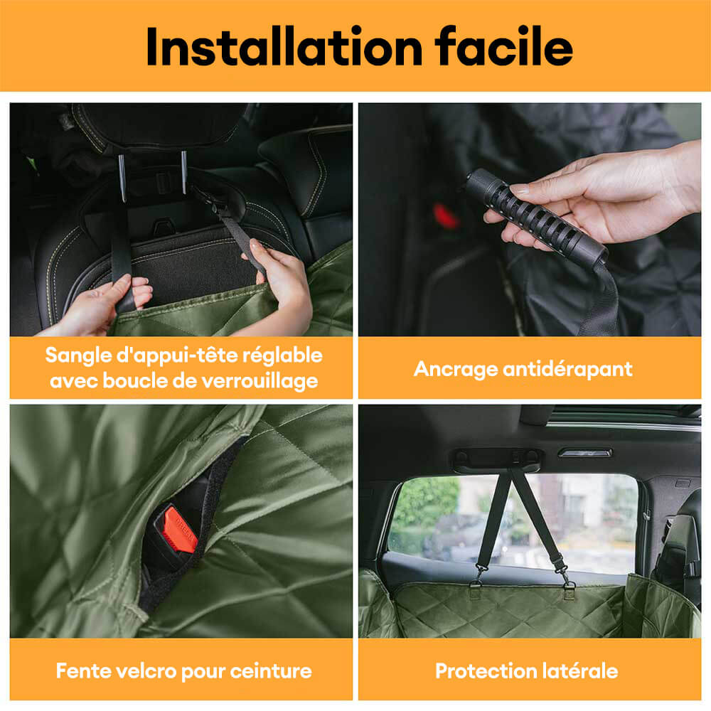 Protection voiture Siège arrière pour chien extra-large - Idéal pour le voyage et le camping