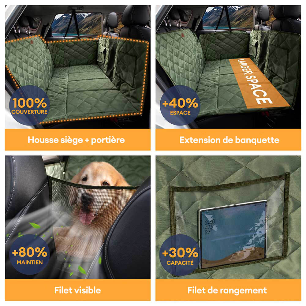 Protection voiture Siège arrière pour chien extra-large - Idéal pour le voyage et le camping