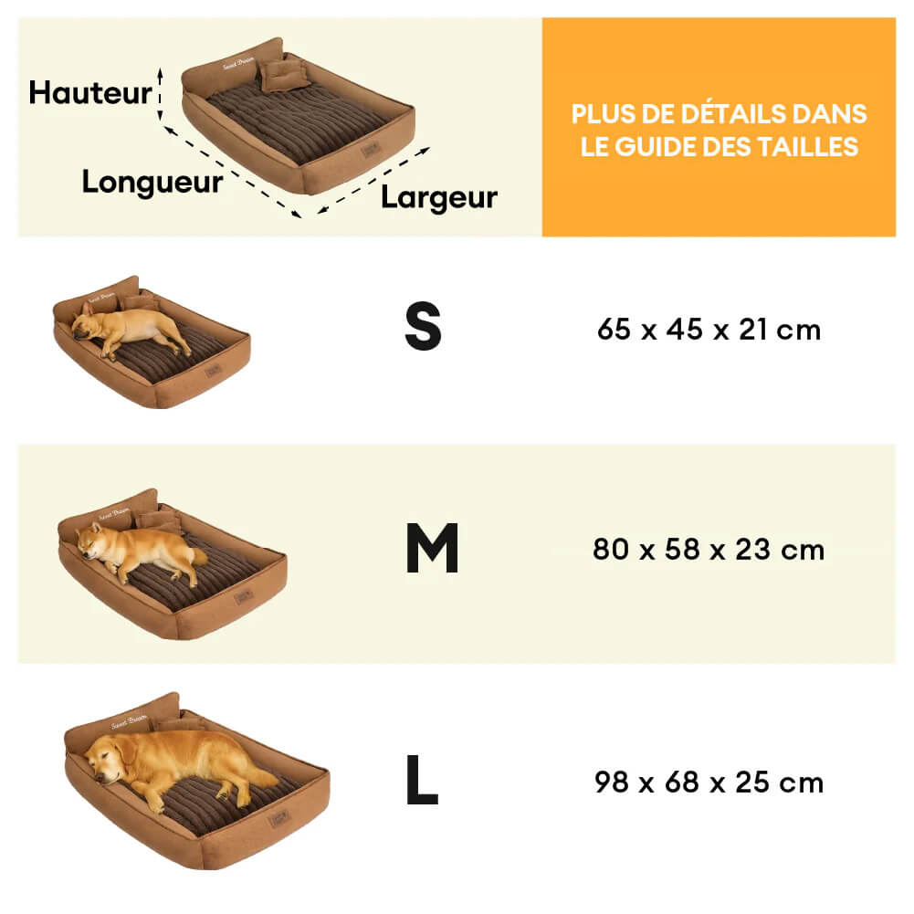 Lit pour chien en mousse rétro en suédine lavable double face avec coussin - SweetDream