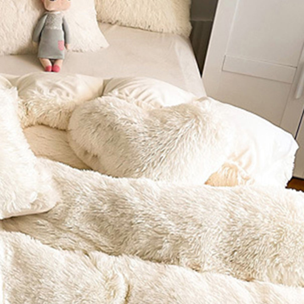 Parure de couette en peluche longue et épaisse chaude romantique et luxueuse