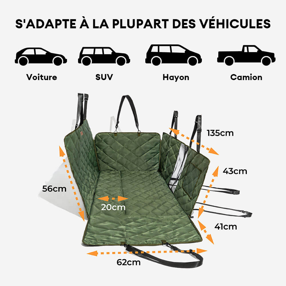 Protection voiture Siège arrière pour chien extra-large - Idéal pour le voyage et le camping