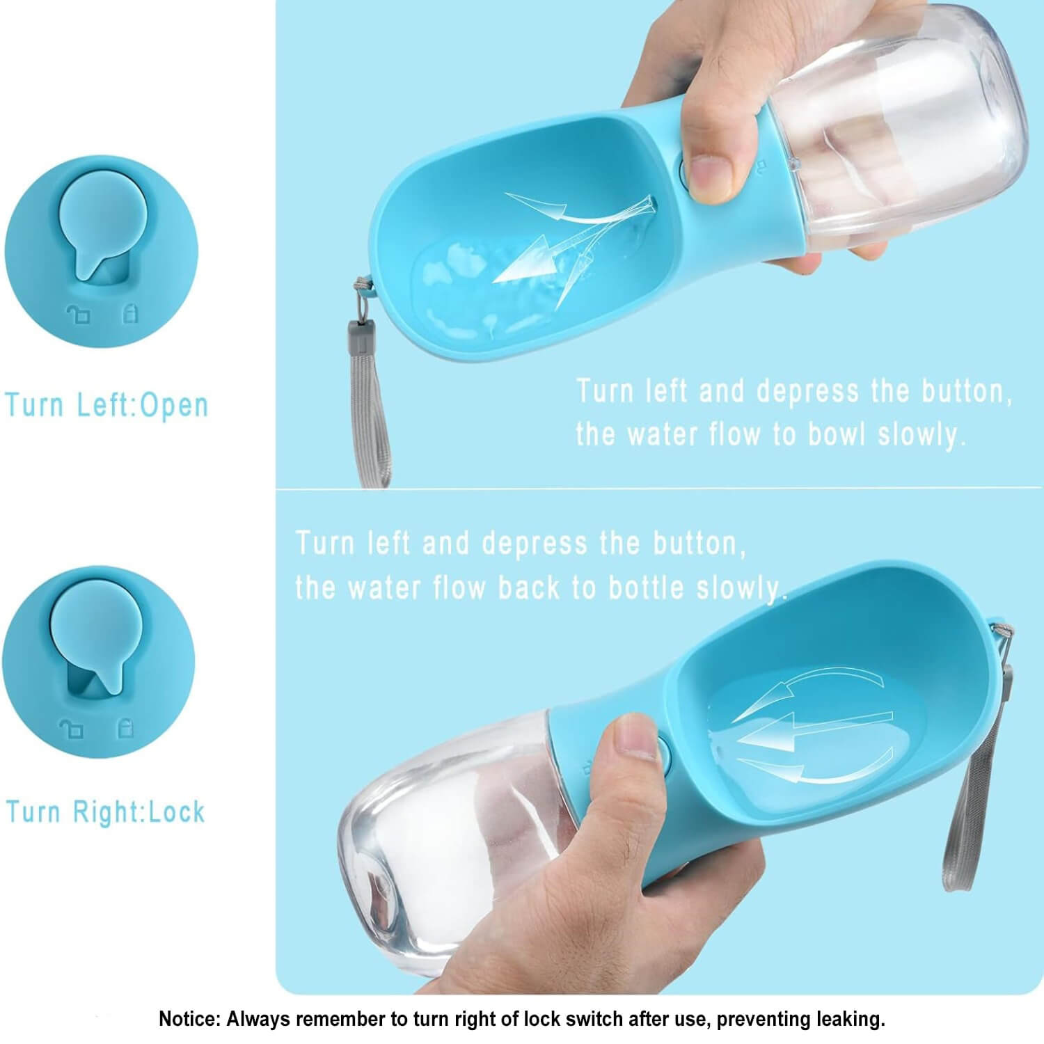 Bouteille d'eau portable pour chien 3 en 1 multifonctionnelle pour les promenades