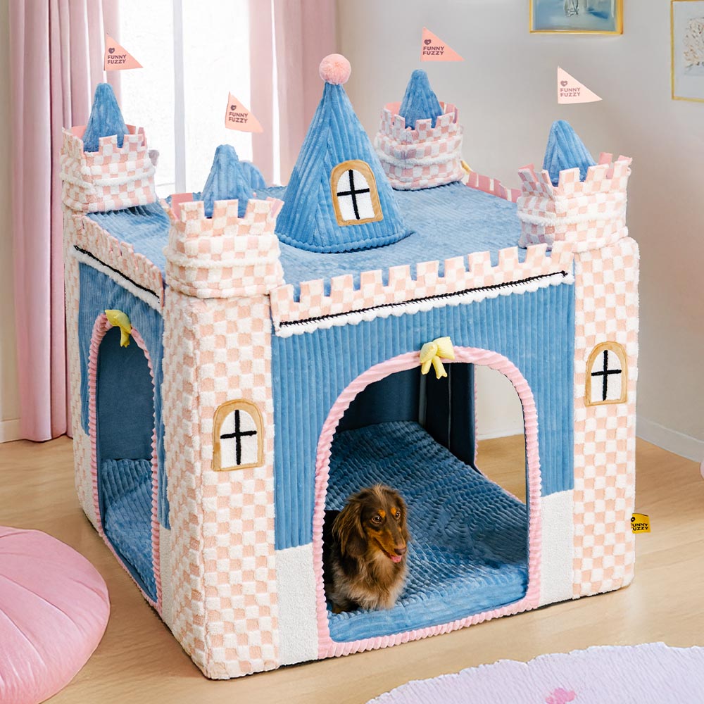 Lit tente orthopédique douillet pour chien style château de jeu intérieur pour enfants - Fairytale Dreamland