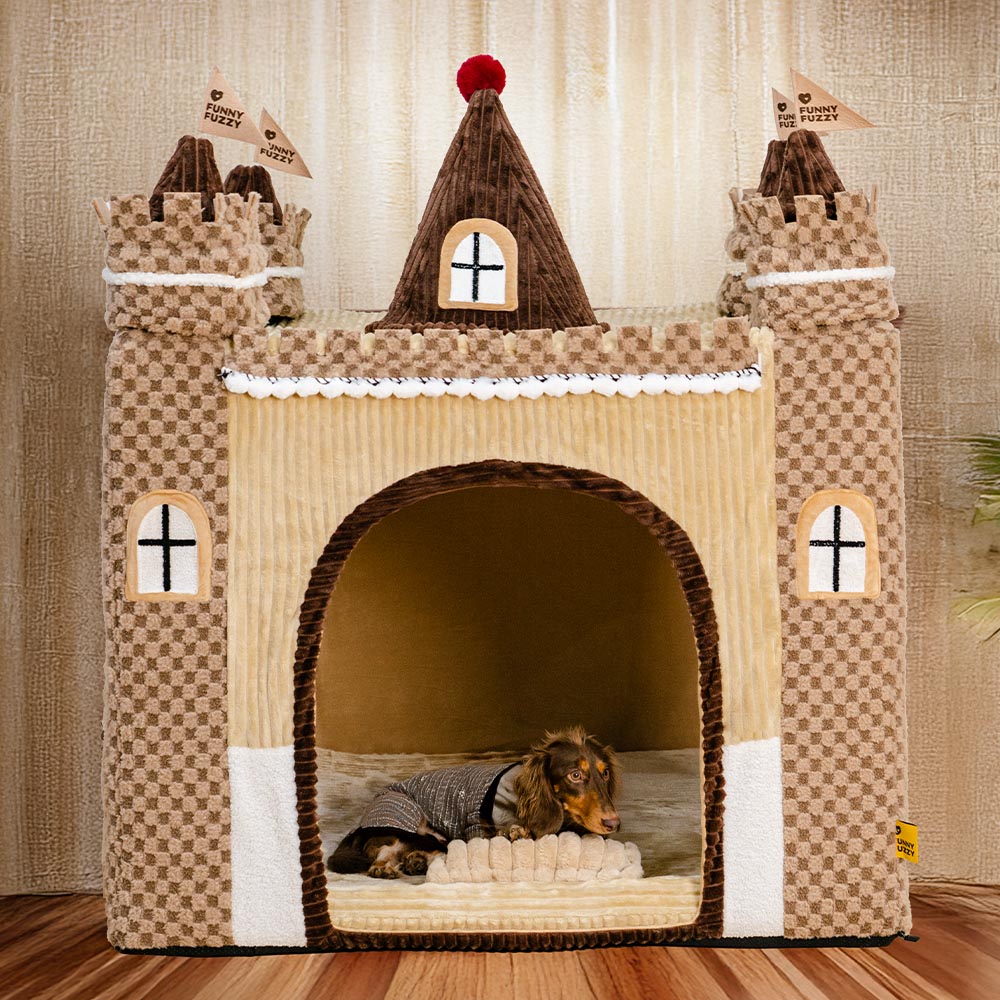 Lit tente orthopédique douillet pour chien style château de jeu intérieur pour enfants - Fairytale Dreamland