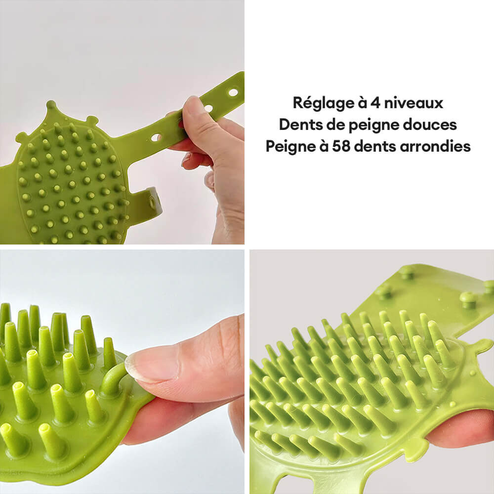 Brosse de massage pour animaux de compagnie avec pieds en caoutchouc autonettoyants