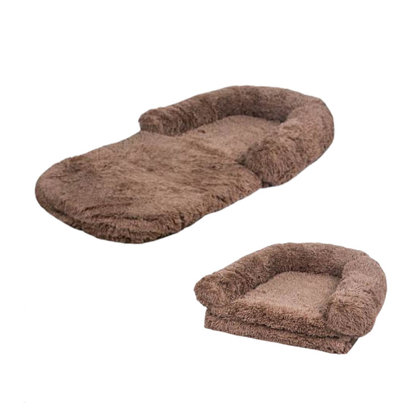 Lit pliable grand modèle chic en peluche pour chien et pour humain