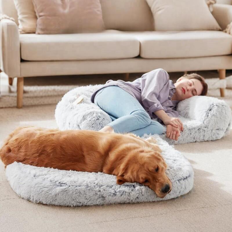 Lit pliable grand modèle chic en peluche pour chien et pour humain