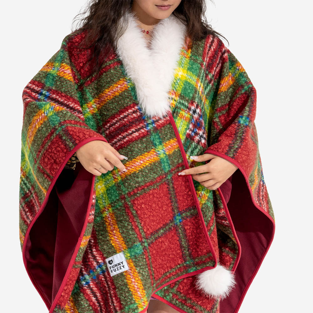 Poncho chaud à carreaux classique pour homme et chien - Compagnons festifs
