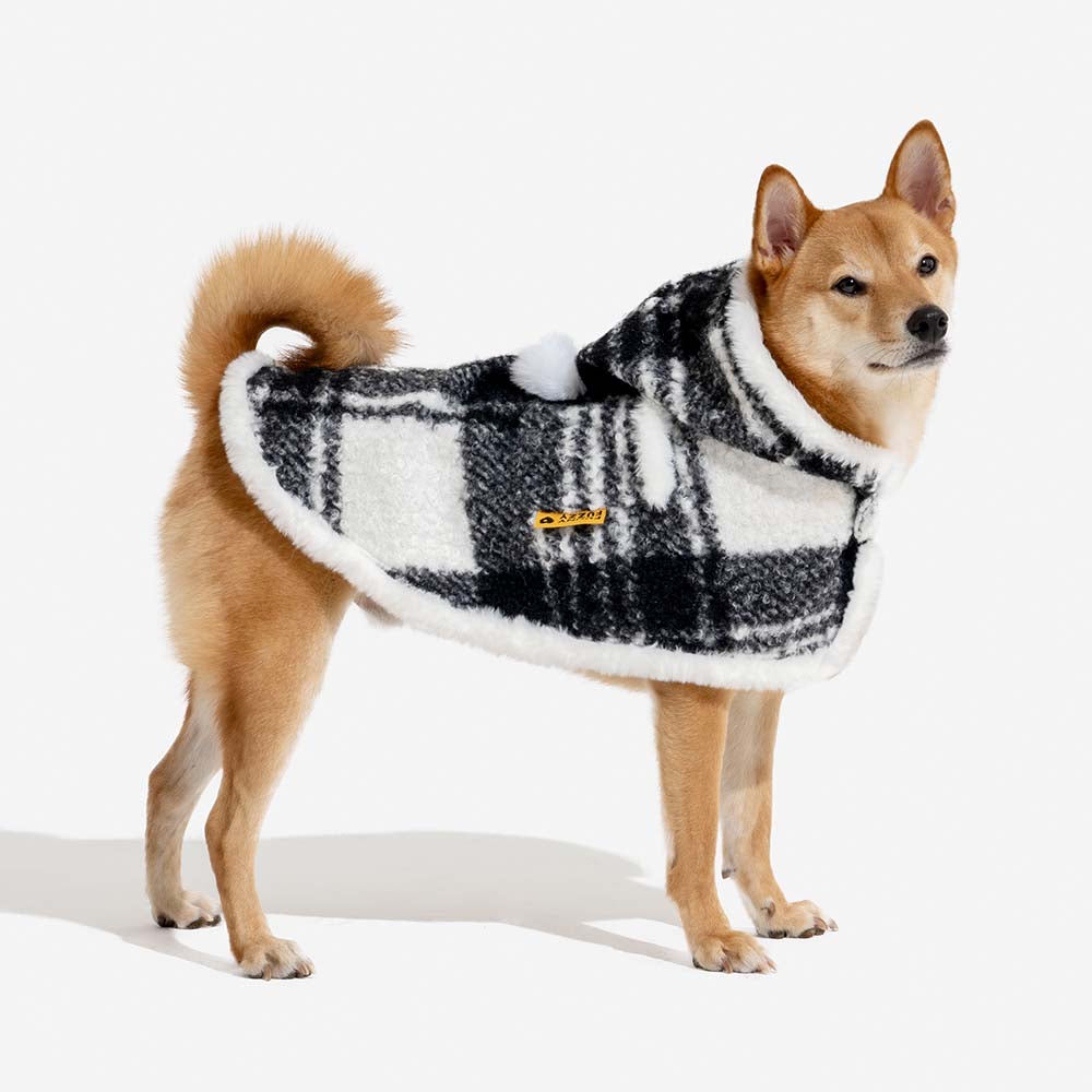 Poncho chaud à carreaux classique pour homme et chien - Compagnons festifs