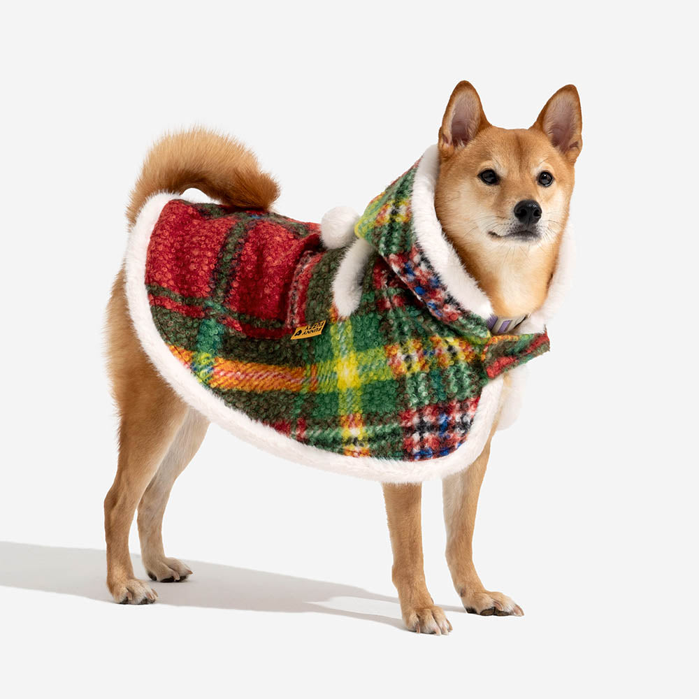 Poncho chaud à carreaux classique pour homme et chien - Compagnons festifs
