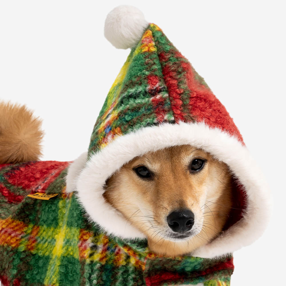 Poncho chaud à carreaux classique pour homme et chien - Compagnons festifs