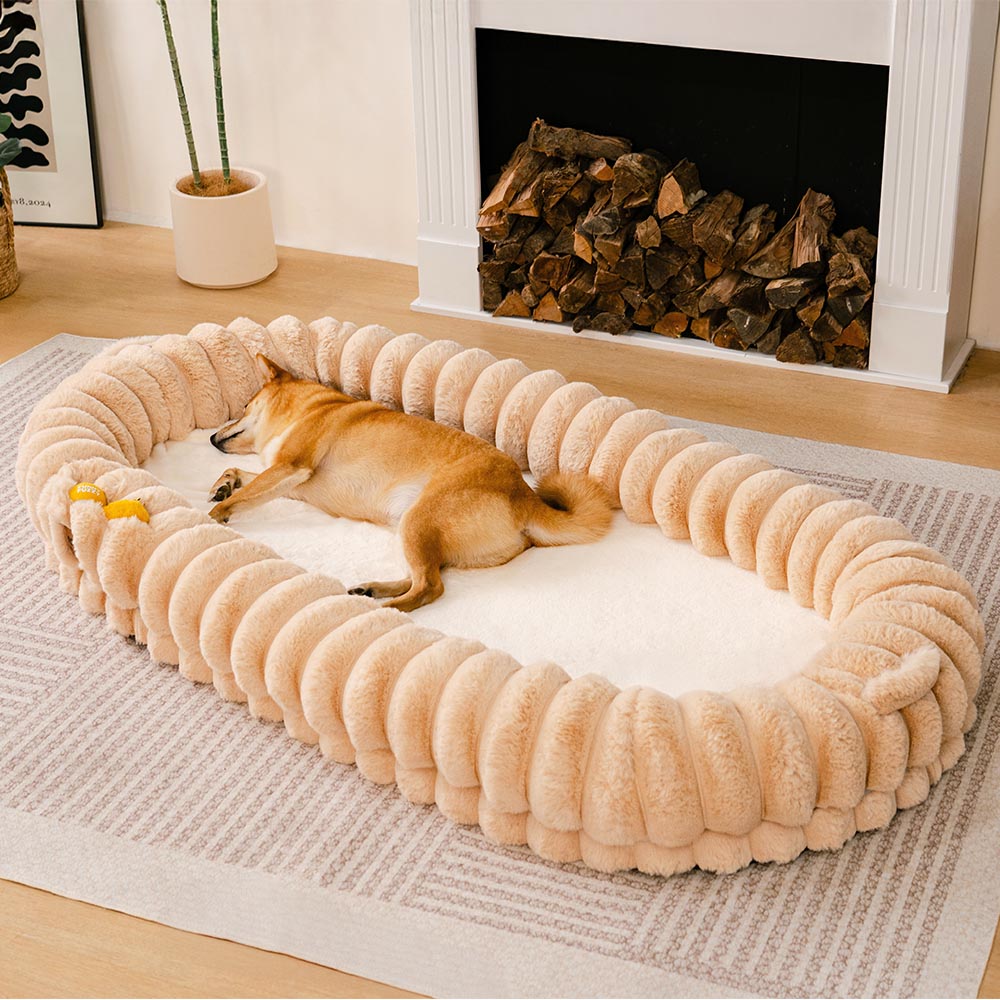 Lit pour chien et human classique et moelleux de très grande taille Donut - Berceau câlin