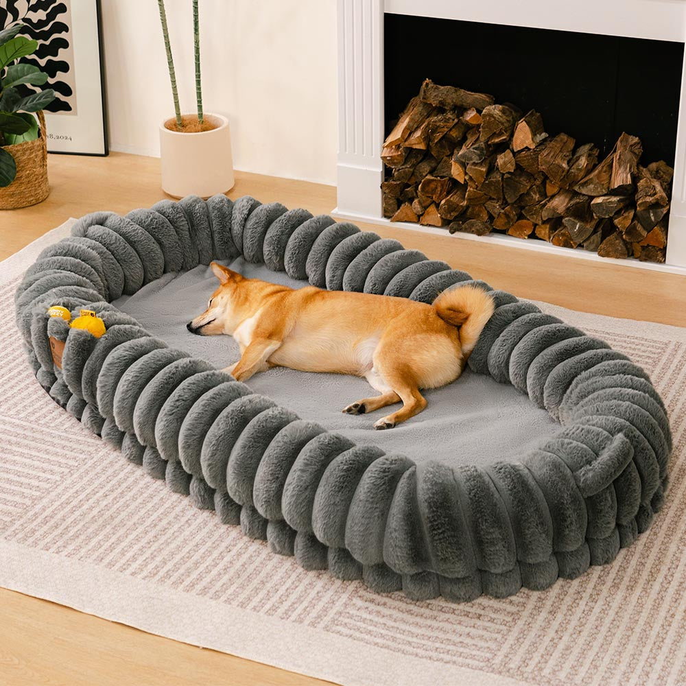 Lit pour chien et human classique et moelleux de très grande taille Donut - Berceau câlin