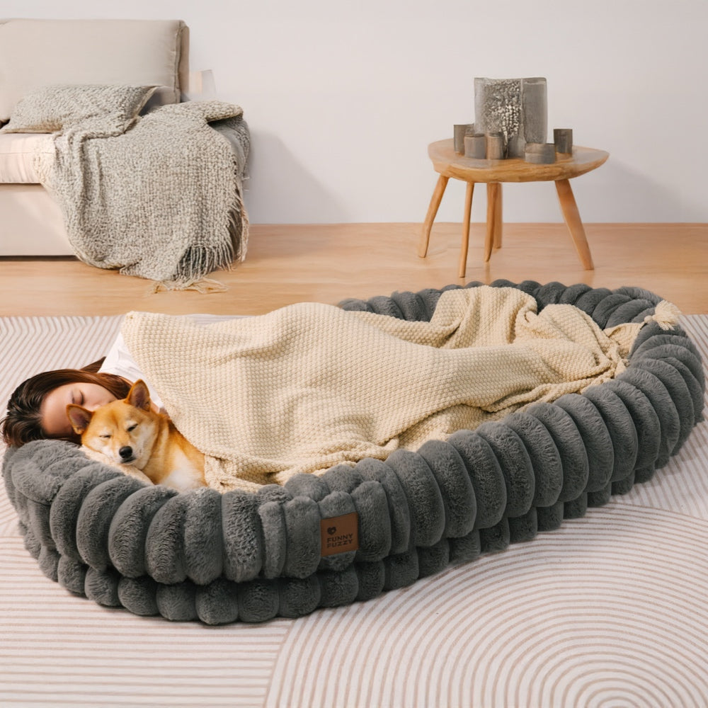 Lit pour chien et human classique et moelleux de très grande taille Donut - Berceau câlin
