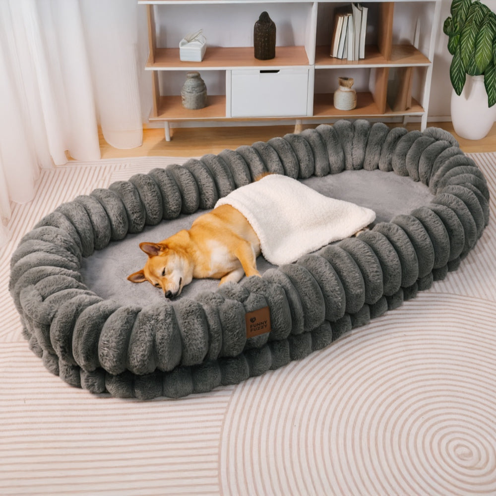 Lit pour chien et human classique et moelleux de très grande taille Donut - Berceau câlin