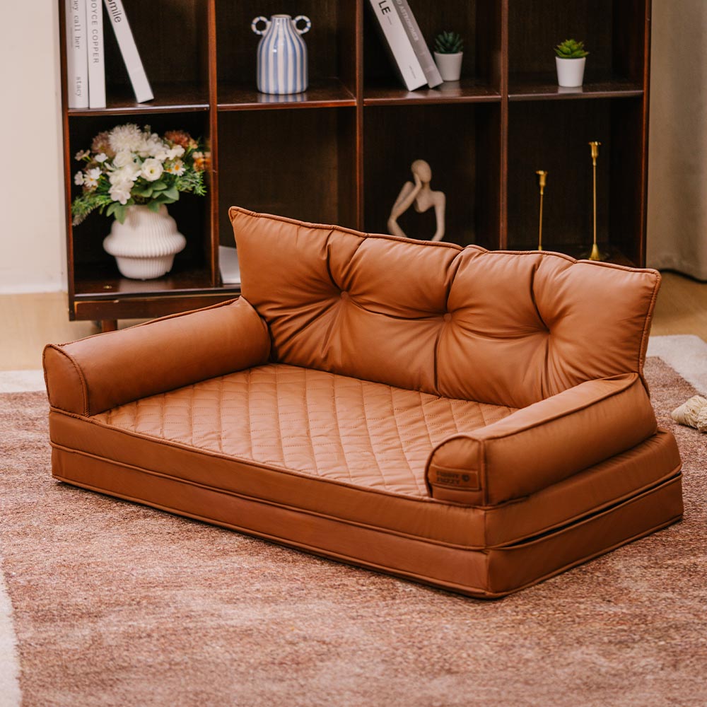 Luxe lit pour chien grand en simili cuir pliable orthopédique - CoreLounge