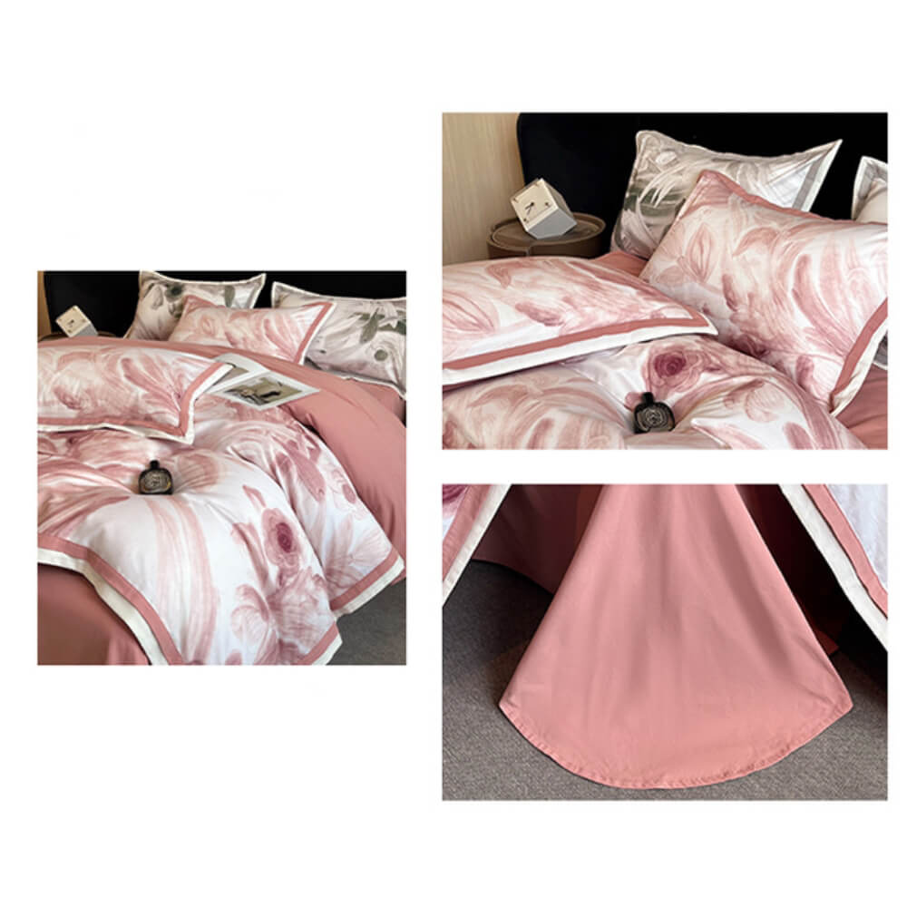 Parure de draps en coton brossé élégant avec motifs floraux doux pour la peau