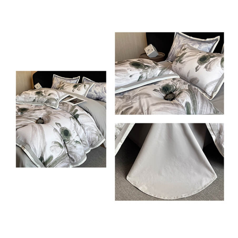 Parure de draps en coton brossé élégant avec motifs floraux doux pour la peau
