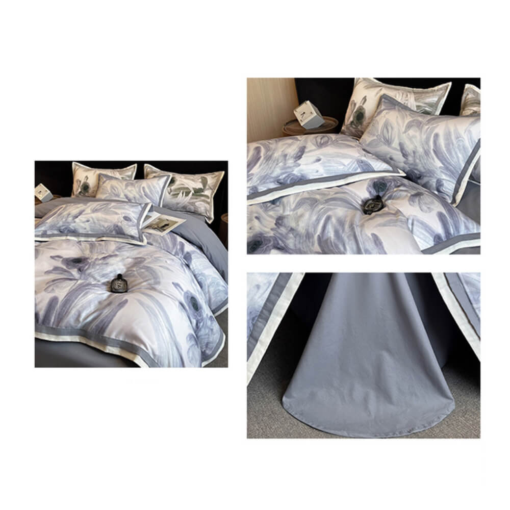 Parure de draps en coton brossé élégant avec motifs floraux doux pour la peau